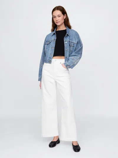 Gap Curvy High Rise Stride Wide-leg Ankle Jeans In White