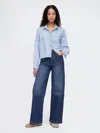 Gap Curvy High Rise Stride Wide-leg Jeans In Dark Indigo
