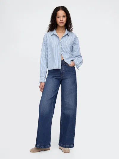 Gap Curvy High Rise Stride Wide-leg Jeans In Dark Indigo