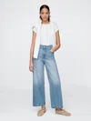 Gap Curvy High Stride Wide-leg Ankle Jeans In Light Wash