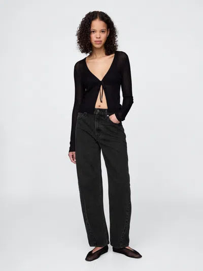 Gap Curvy Mid Rise Barrel Jeans In Black Wash