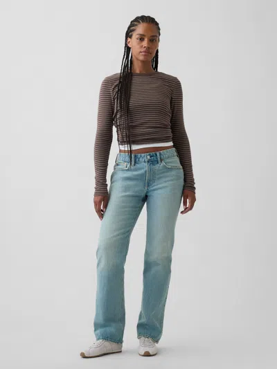 Gap Curvy Mid Rise Relaxed Straight Jeans In Medium Indigo