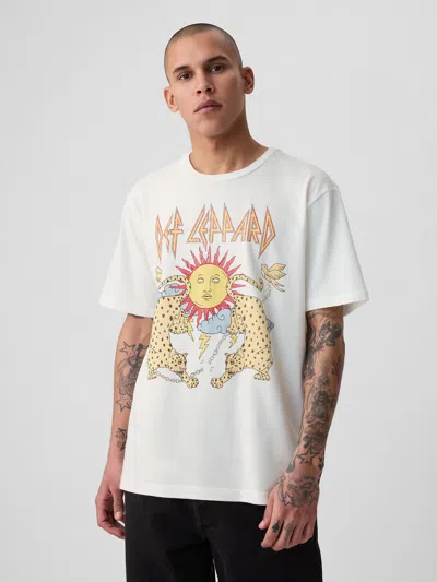 Gap Def Leppard Graphic T-shirt In Off White