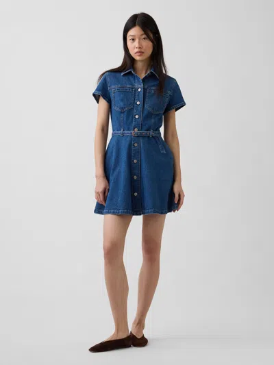 Gap Denim Belted Mini Shirtdress In Blue