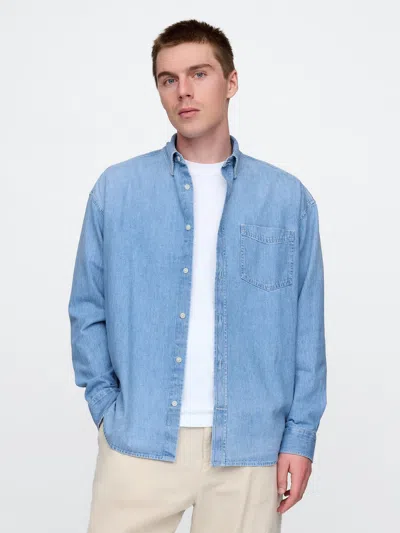 Gap Denim Big Shirt In Light Indigo
