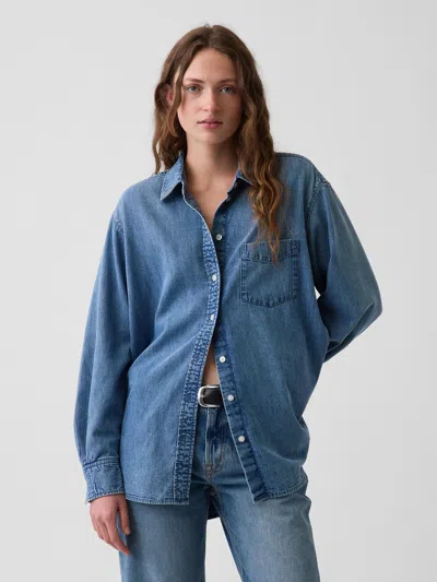 Gap Denim Big Shirt In Medium Wash