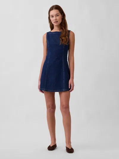 Gap Denim Boatneck Open-back Mini Dress
