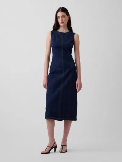 Gap Denim Bodycon Midi Dress In Blue