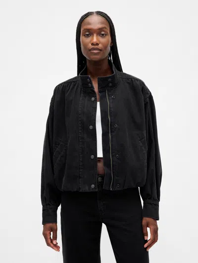 Gap Denim Bubble Jacket In Black
