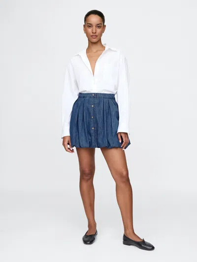 Gap Denim Bubble Mini Skirt In Medium Indigo