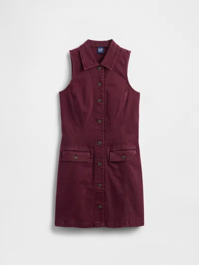 Gap Denim Collared Shift Mini Dress In Red