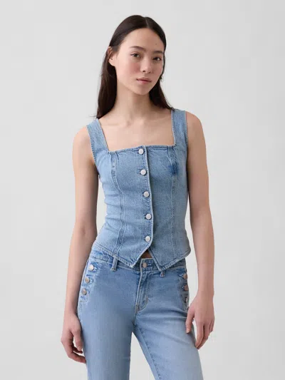 Gap Denim Corset Top In Brown