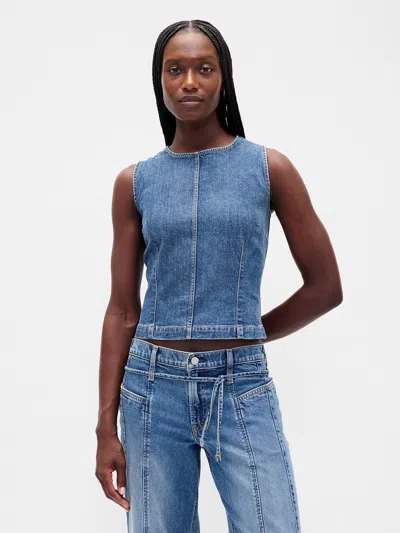 Gap Denim Crop Shell Tank Top In Blue
