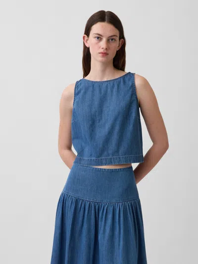 Gap Denim Crop Shell Tank Top In Blue