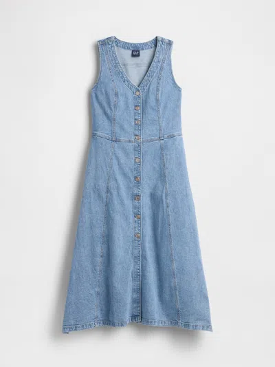 Gap Denim Handkerchief Midi Dress In Blue