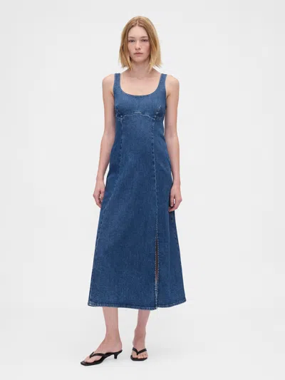 Gap Denim Midi Dress In Blue