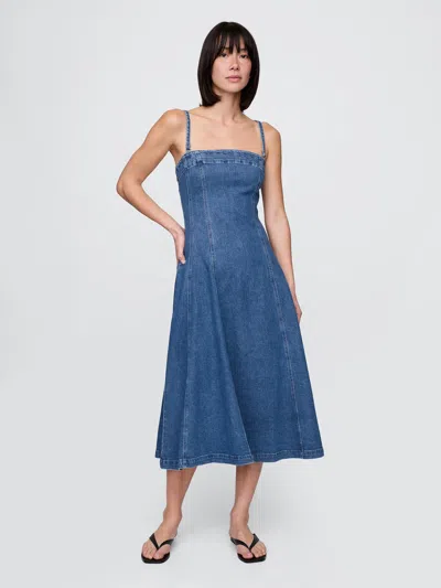 Gap Denim Midi Dress In Medium Wash