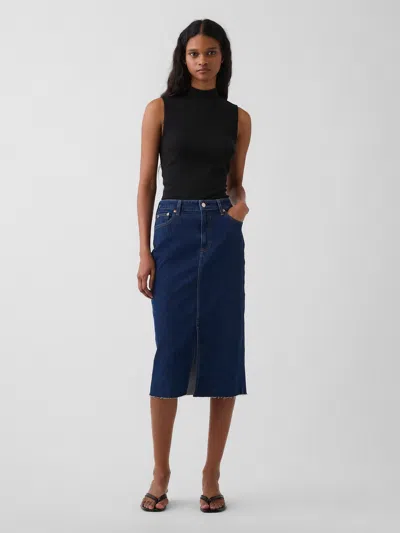 Gap Denim Midi Pencil Skirt In Dark Indigo Wash
