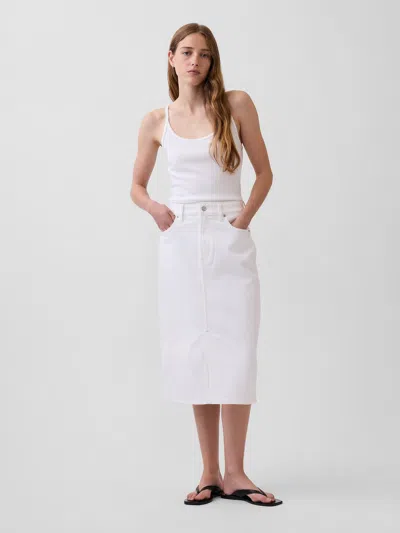 Gap Denim Midi Pencil Skirt In White