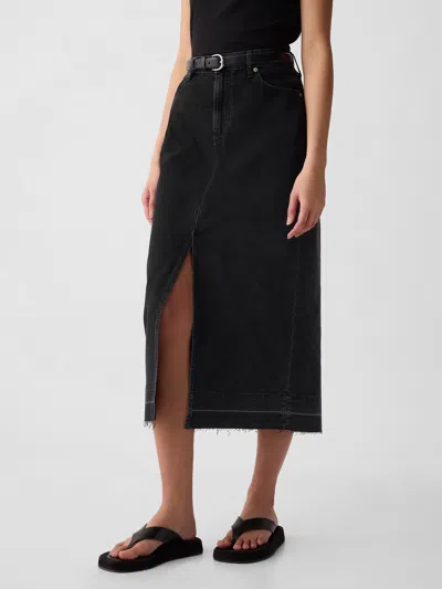 Gap Denim Midi Skirt In Black Wash