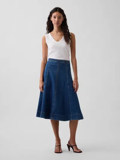 Gap Denim Midi Tulip Skirt In Medium Wash