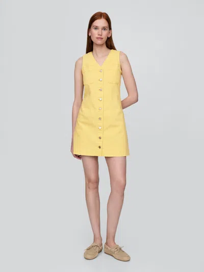 Gap Denim Mini Dress In Lemon Yellow