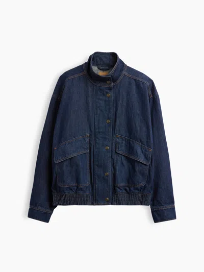Gap Denim Oversized Bomber Jacket In Black