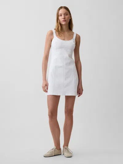 Gap Denim Paneled Mini Dress In White