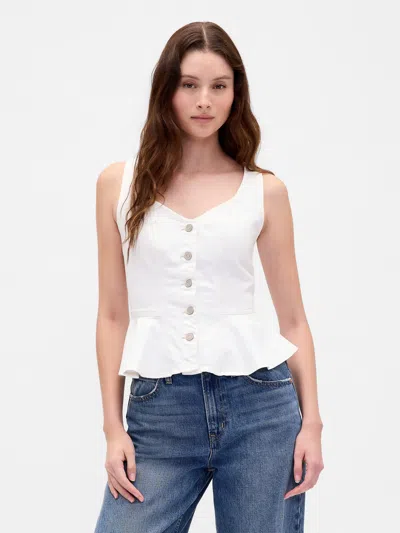 Gap Denim Peplum Crop Tank Top In White