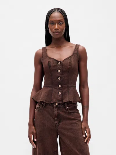 Gap Denim Peplum Tank Top In Brown
