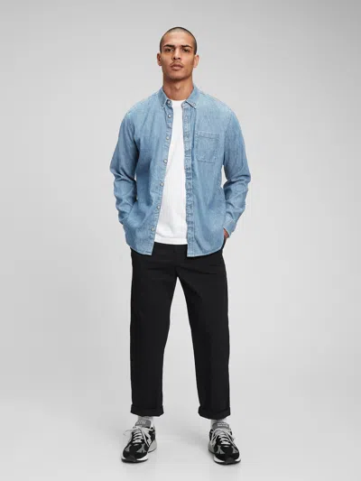 Gap Denim Pocket Shirt In Light Blue Indigo