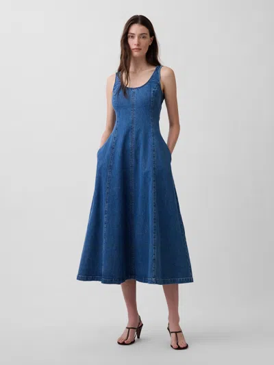 Gap Denim Scoop Neck Maxi Dress In Blue