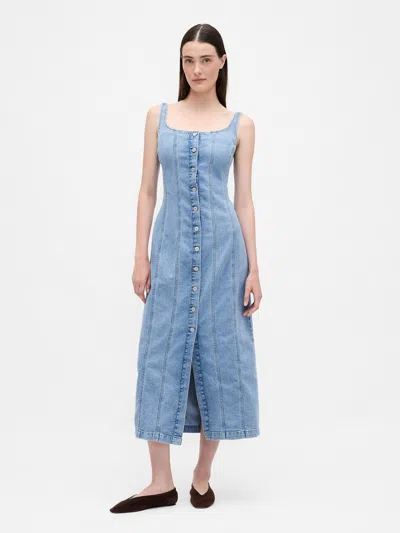 Gap Denim Seamed Button-front Maxi Dress