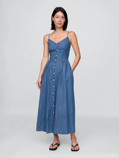Gap Denim Seamed Maxi Dress