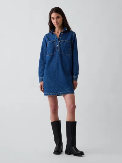 Gap Denim Shift Mini Dress In Blue