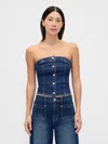 Gap Denim Strapless Crop Vest In Blue
