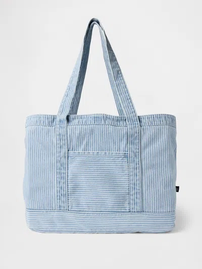 Gap Denim Stripe Tote Bag In Blue Denim Wash