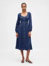 Gap Denim Sweetheart Midi Dress In Blue
