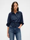 Gap Denim Tie-waist Top In Blue