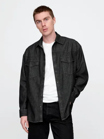 Gap Denim Western Big Shirt In Black