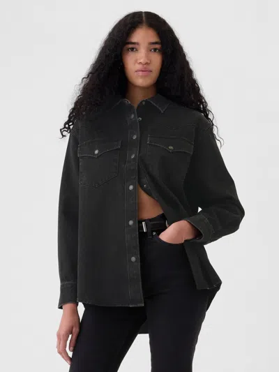 Gap Denim Western Shirt Jacket In Black