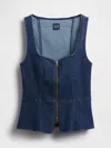 Gap Denim Zip Vest In Blue