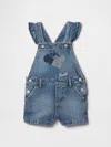Gap × Disney Baby & Toddler Denim Shortalls In Medium Indigo