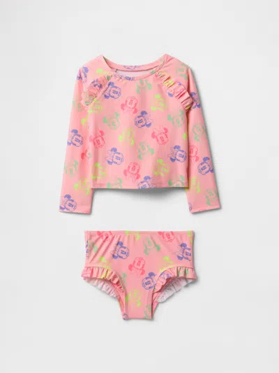 Gap × Disney Baby & Toddler Rash Guard Swim Two-piece In Creamy Coral