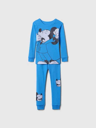 Gap Kids'  × Disney Baby Organic Brushed Cotton Pj Set In Blue Mickey Mouse
