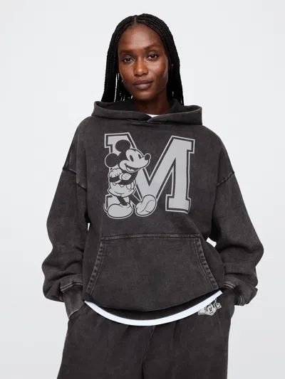 Gap × Disney Adult Oversized Logo Hoodie In Black