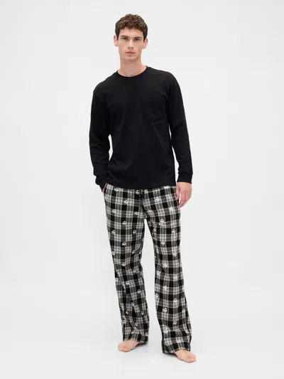 Gap × Disney Tim Burton's The Nightmare Before Christmas Adult Skull Flannel Pj Pants In Black