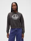 Gap × Disney Tim Burton's The Nightmare Before Christmas Heavyweight Skull Hoodie In Gray