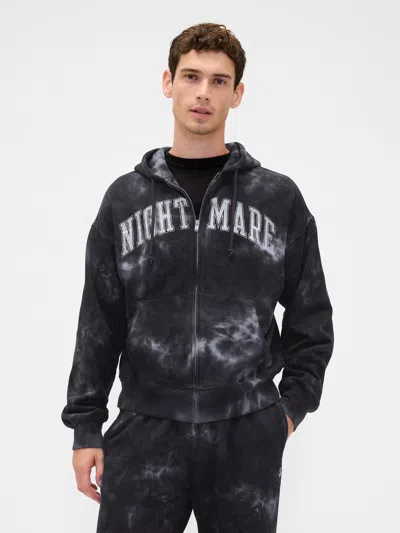 Gap × Disney Tim Burton's The Nightmare Before Christmas Heavyweight Zip Hoodie In Black