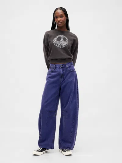 Gap × Disney Tim Burton's The Nightmare Before Christmas Mid Rise Ultrasoft Barrel Jeans In Blue